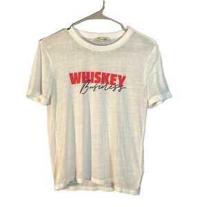 Express White Whiskey Business Short Sleeve Lightweight T-Shirt Women Sz S